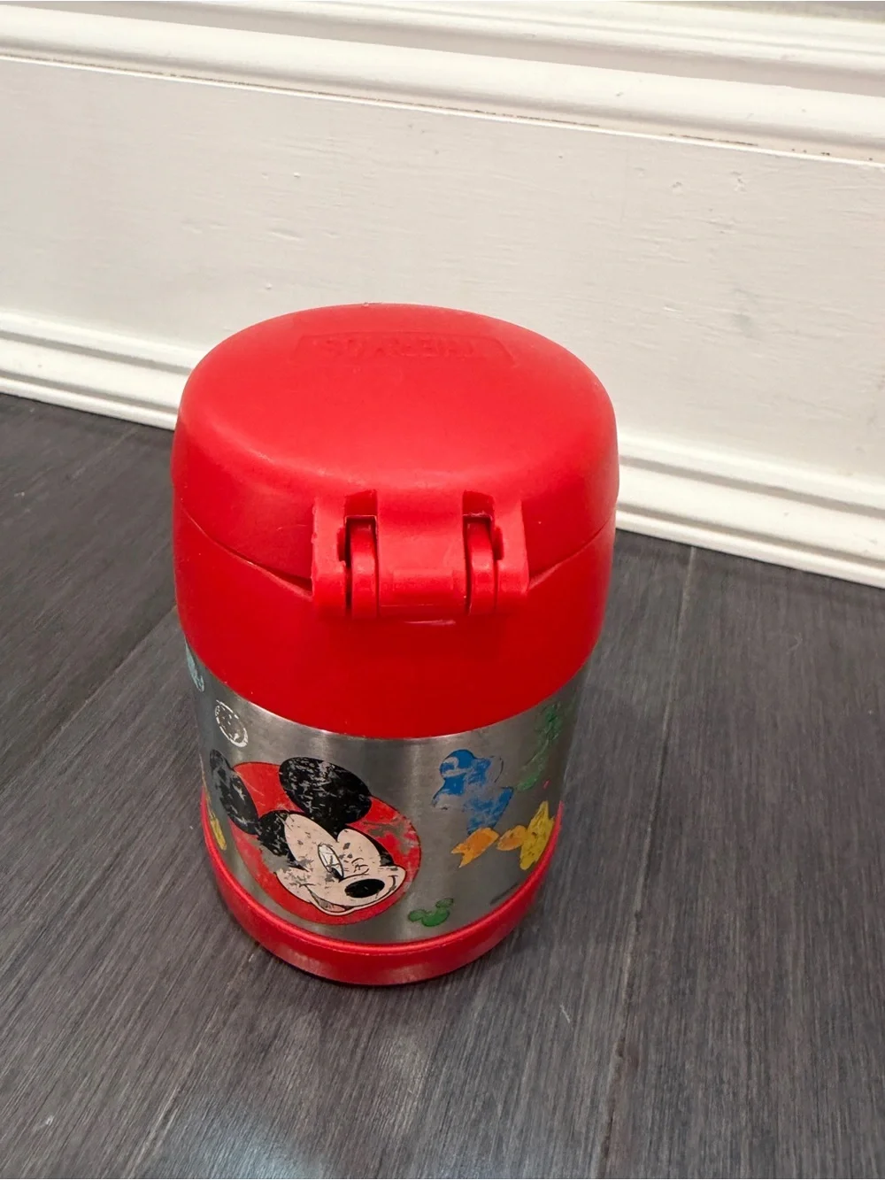 Disney Thermos Red and Blue Mickey Mouse Insulated Snack Food Lunch Jar